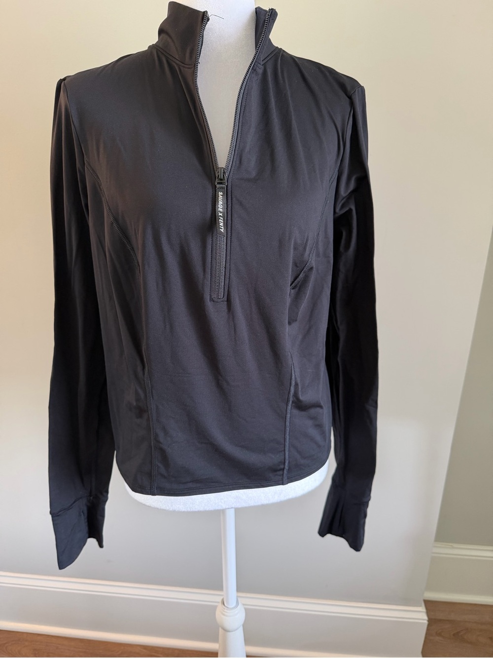 Savage X Fenty Black Quarter-Zip Performance Top